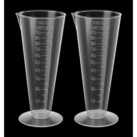 2 Pack 100ml Measuring Cup, Clear Plastic Cone Round Base