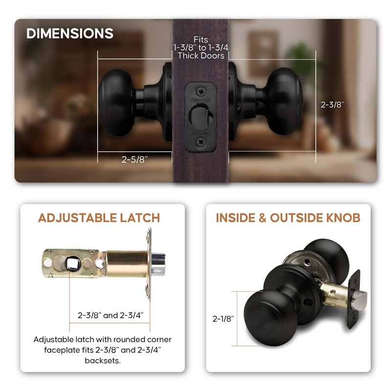 Copper Creek Colonial Privacy Interior Door Knob – ANSI Grade-3