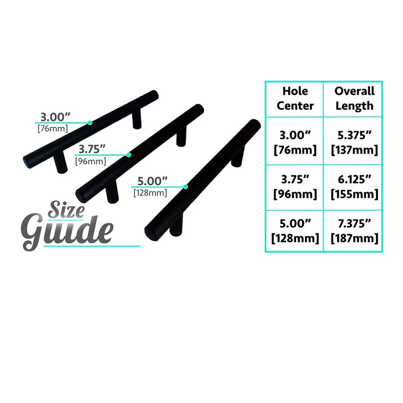 ALPINE HARDWARE PREMIUM SOLID Euro Style Bar Handle Pull-5Pack-3.75 In