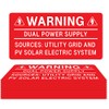 10PCS Solar Label Pack, Joyfulmap 4 X 2Inch,Warning-Dual Power Supply-Sources: