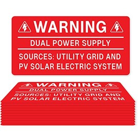 10PCS Solar Label Pack, Joyfulmap 4 X 2Inch,Warning-Dual Power Supply-Sources: Utility Grid and PV Solar Electric System