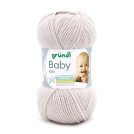 Gründl Baby uni Knitting Yarn/Crochet Yarn (Oeko-Tex Certified Wool, Durable and Easy to Clean, 70% Polyacrylic, 30% Polyamide, 50 g/150 m, Needle Size: 3.5-4.5, 1 x 50 g), Ecru