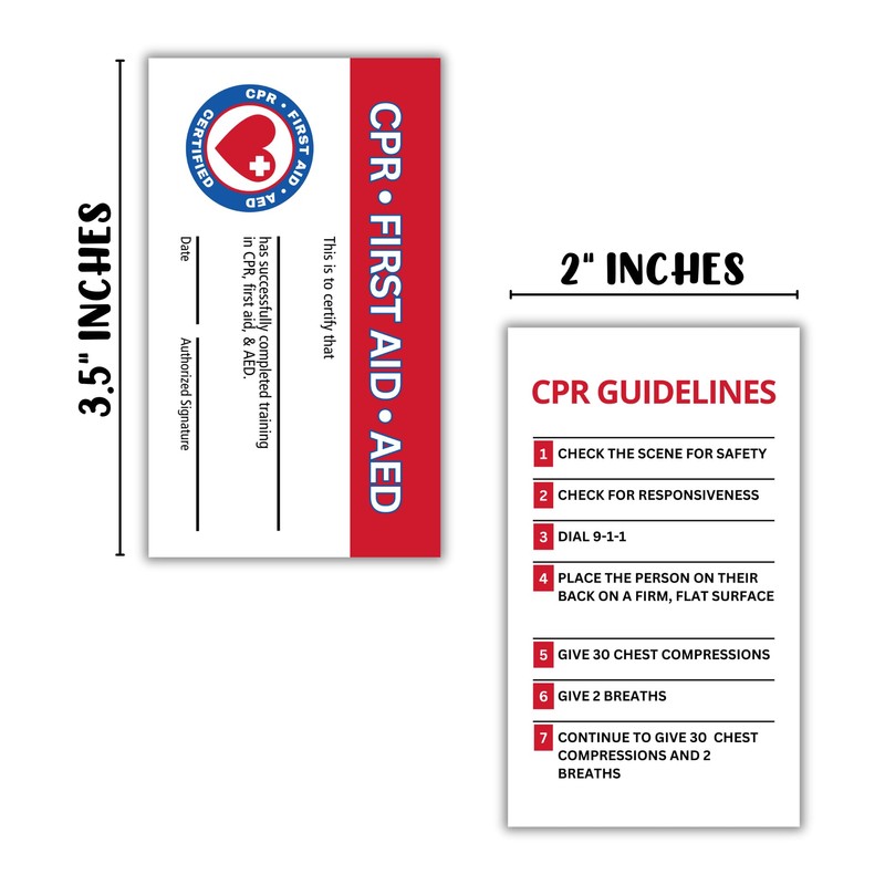 Lashicorn CPR and First Aid AED Certification Cards | 30