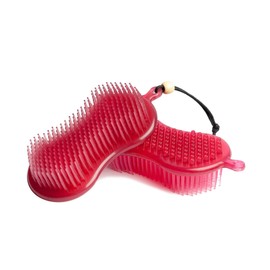 LeMieux Hippo Brush in Blue Two in One Horse Grooming Aid with Gentle Bristles and Rubber Scrubby Sponge - One Size