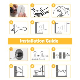 HELEMAN HELEMAN Magnetic Door Stoppers for Bottom of Door: 2Pack Stainless Steel Door Stops Holder Catch Magnet for Wall Floor Mount - Easy No Drill Strong Adhesive & Screws Keep Doors Open Accessories(Black)