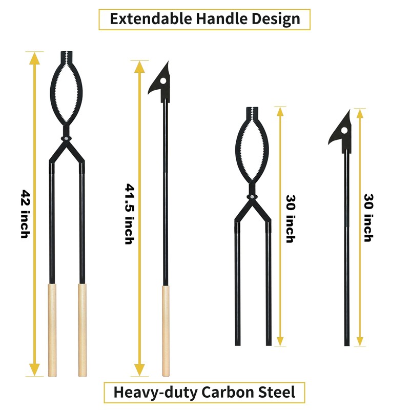 42" Fire Tongs Firewood Log Grabbers and Fire Poker Set,