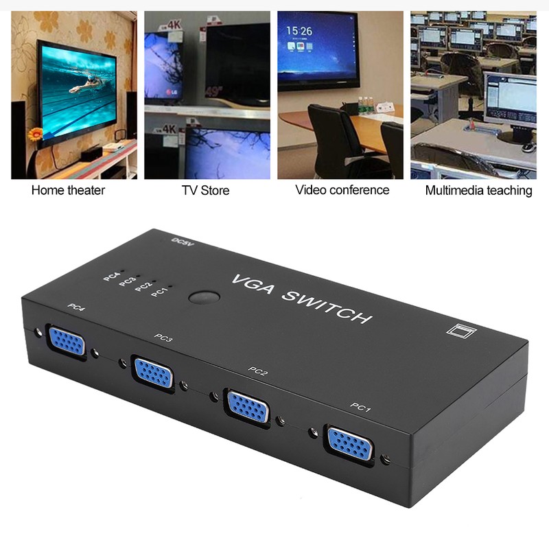 Switcher Video Converter VGA Adapter HD Display Computer Accessories Black