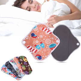 Reusable Women's Sanitary Pad, Washable Bamboo Charcoal Cloth with Waterproof Layer, Stay Dry Washable Women Sanitary Pad Bladder Support Incontinence Pads Panty Liners (H6-H10)