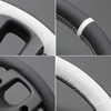MEWANT DIY Stitched White Leather Steering Wheel Cover Wrap for