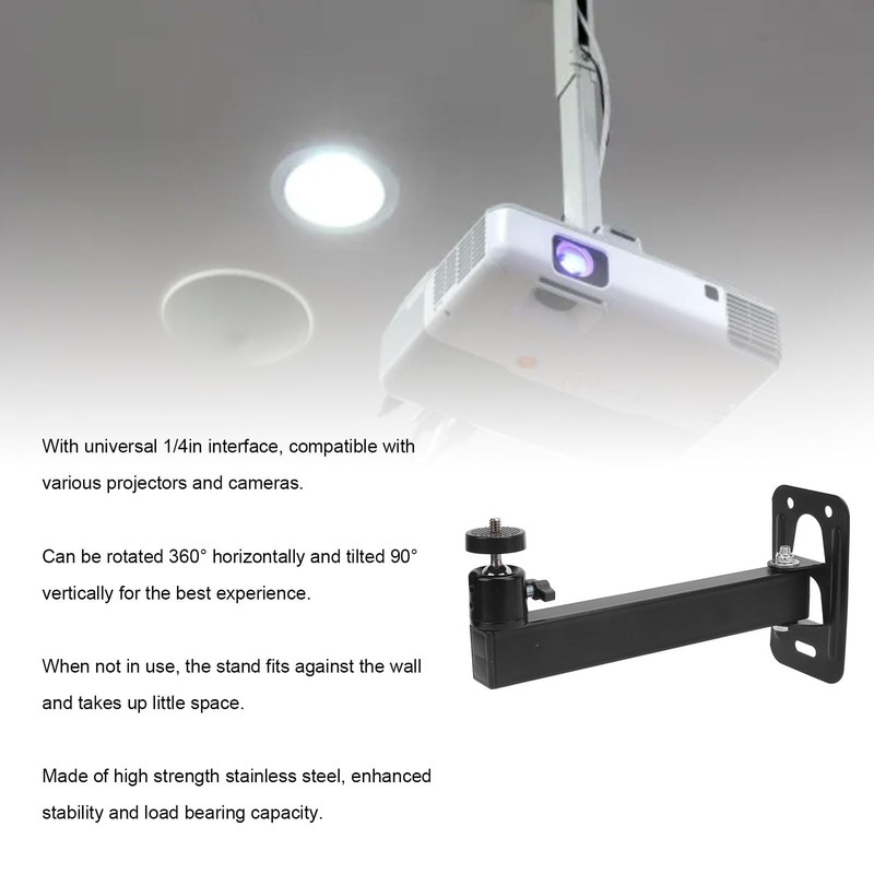 Universal 1/4in Connector Projector Wall Hanger, 360° Rotation, High Strength