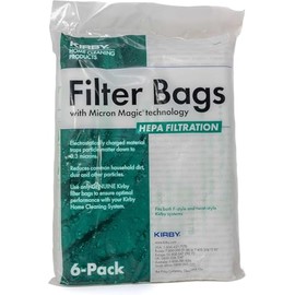 Kirby 204814 Micron Magic HEPA Filter Plus Bags, 6, White Vacuum Bags