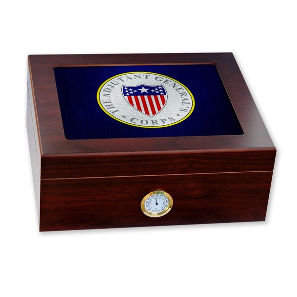 Premium Desktop Humidor - Glass Top -US Army Adjutant General