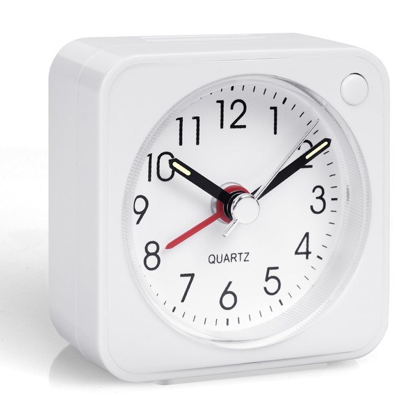 Vicloon Analoger Mini Wecker, Analog Wecker mit Nachtlicht, Schlummerfunktion,geräuschlos,Tragbarer Wecker