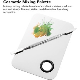 Jiawu Paleta de Mezcla de Maquillaje de Acero Inoxidable con Espátula para Mezclar y Difuminar Cosméticos 11,5x7,5 Cm Perfecta para Maquilladores