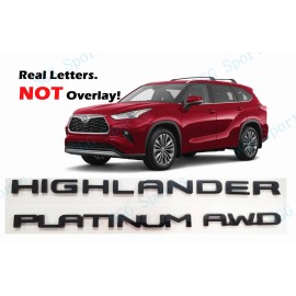 Toyota OEM 3PC Gloss Black HIGHLANDER Platinum AWD Letter Emblem Fit 2020+Toyota Highlander