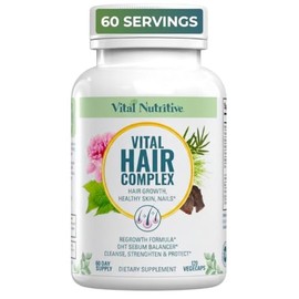 VITAL NUTRITIVE Vital Hair Complex – Biotin & Vitamin B Hair Vitamins for Women & Men – Hair Supplement Supports Healthy Hair, Skin & Nails – Hormone-