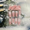 Christmas Press on Nails Coffin Long Length, 24Pcs Nude Artificial