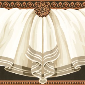 CONCORD WALLCOVERINGS ™ Wallpaper Border Vintage Pattern Curtains for Cottage Bedroom Living Room, Beige Green, 15 ft by 9 in EP7201B