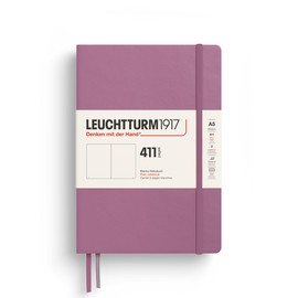LEUCHTTURM1917 372921 Notebook 411 Medium (A5), Hardcover, 411 Numbered Pages, Dusty Rose, Plain, More Thoughts, More Ideas, More Memories, More Pages