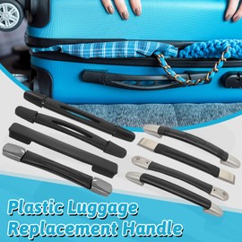 MroMax 2Pcs Luggage Handle 9.84" x 1.06" (L x W) Plastic Pull Handle Grip Replacement 250mm x 27mm for Luggage Suitcase Box Black Tone