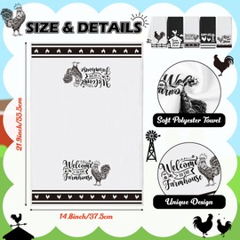 R HORSE Funny Kitchen Dish Towe - 5Pcs Farm Rooster Themed Kitchen Dishcloth Black White Chickens Absorbent Cleaning Dishcloth Bar Hilarious HandHand Towel Gift for Mom Women Housewarming
