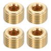 sourcing map 4Pcs Brass Pipe Plug Fitting, 1/4" BSP Male