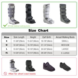 Life-C Walking Boot Cover Medical Cast Fracture Orthopedic Brace Leg Foot Support with Sole High Tall Black L