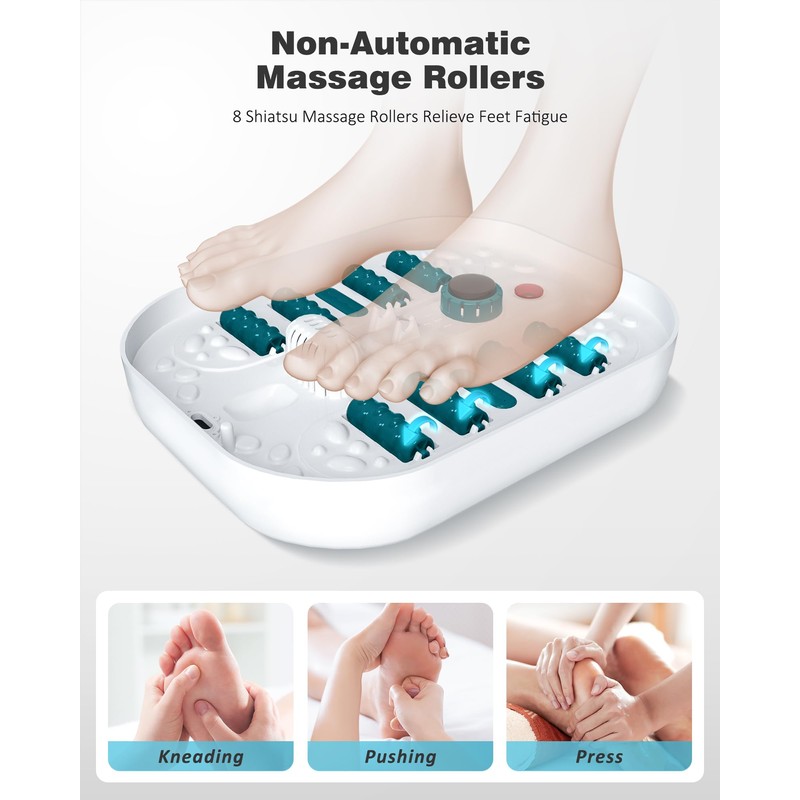 SPA4PIEDS Foot Spa Bath Massager with Heat, Bubble Jets, Red