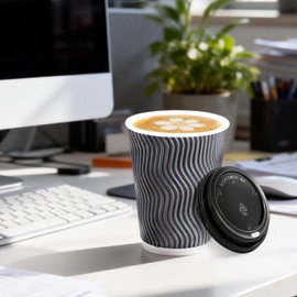 100 Pack 8 oz Paper Coffee Cups with Lids Disposable for Hot Drink