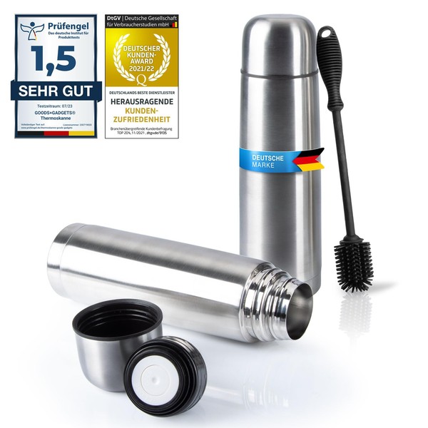 Stainless Steel Thermos Flask with Cup & Brush; Thermos Flask