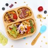 Vinsani Bamboo Bowl, Square Plate and Spoon Set for Baby/Toddler,