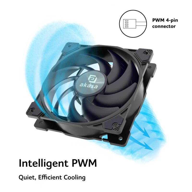 Akasa Alucia SM12, 120 mm PC Fan, 4-Pin PWM Silent