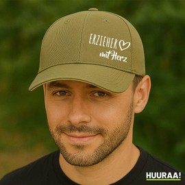 Huuraa Cappy Hat Educator with Heart Gift Educator Gift Idea, Olive/Beige, Unit size