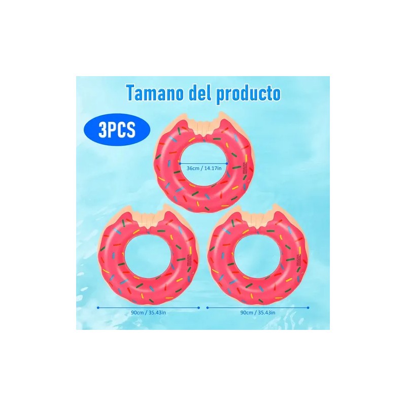 3pzs Salvavidas Inflables Donas Flotadores Para Alberca 90cm