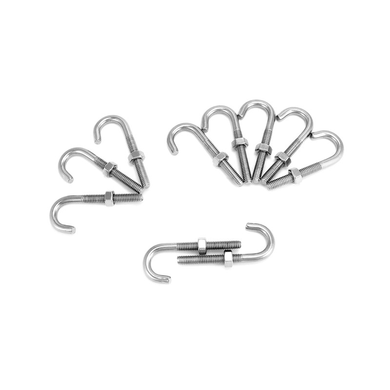 QWORK Steel J-Bolt with Nut, 5/16" x 3" Anchor Bolts,