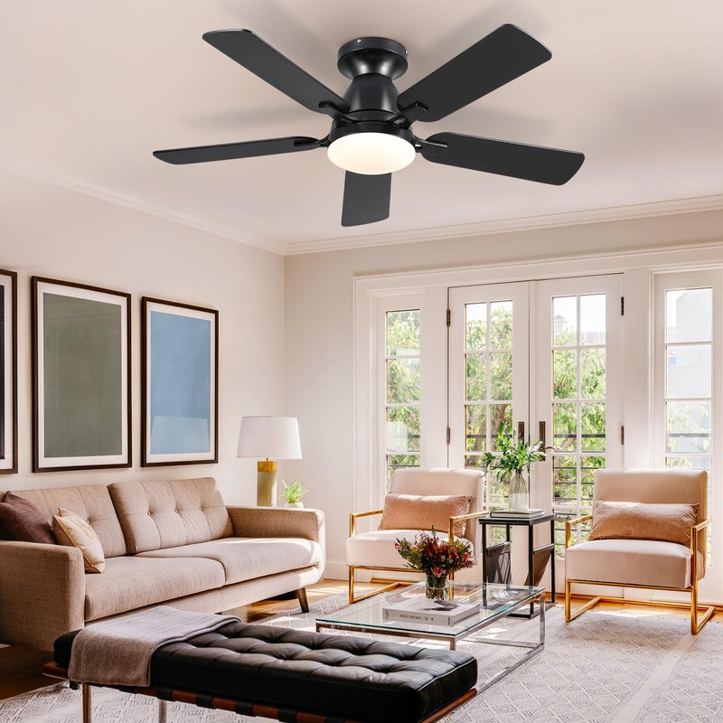 Mpayel Ceiling Fans with Lights- 46" Low Profile Indoor Ceiling