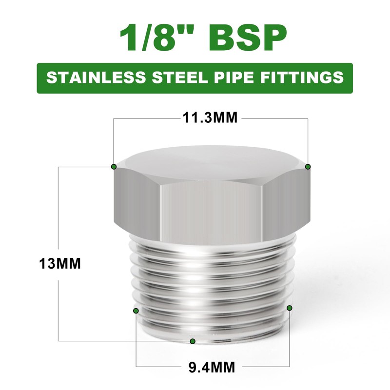 TAISHER 10 Pcs Stainless Steel Outer Hex Thread Socket Pipe