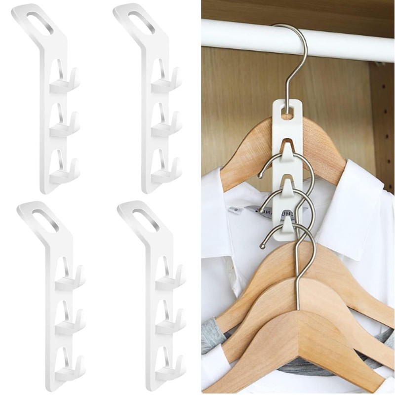 4 PCS Cascading Clothes Hooks,Clothes Hanger Connector Hooks Hanger,Plastic Connector