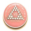7 Year Pink AA Medallion - Alcoholics Anonymous Bling Chip