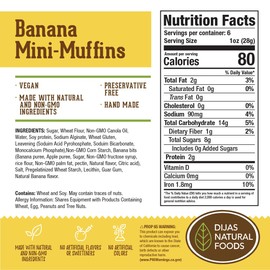 DIJAS Natural Foods Plant-Based 36-Vegan Mini Muffins ONLY $0.97-oz! Natural and Preservative Free Ingredients, Delicious Snack and Breakfast (36 Muffins) (Banana)