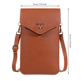 Small Cell Phone Crossbody Wallet Purse for Women, Lightweight Leather Cell Phone Purse, Shoulder Bag (Brown)