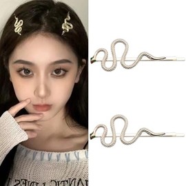 Snake Hair Clips for Women Girls Snake Hair Pin Barrettes for Teens Girl Punk Hairclip Hairpin Vintage Hair Accessories Ornaments for Women Girls Gold Headdress Headpiece 2Pcs
