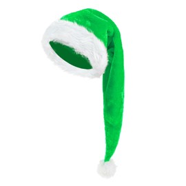 CIPOWM Long Santa Hat for Adults, Velvet Santa Hats Plush Christmas Hat for Xmas New Year Party Decorations and Supplies (Green)