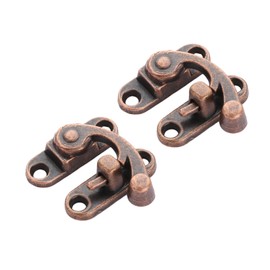 2Pcs Gift Box Fixed Hook Lock Buckle Drawers Hasp Antique Wooden Box, Red Copper, 29 X 33MM, Right