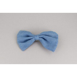 Lt Blue denim chambray barrette fabric bow metal hair clip barrette hair 4 wide