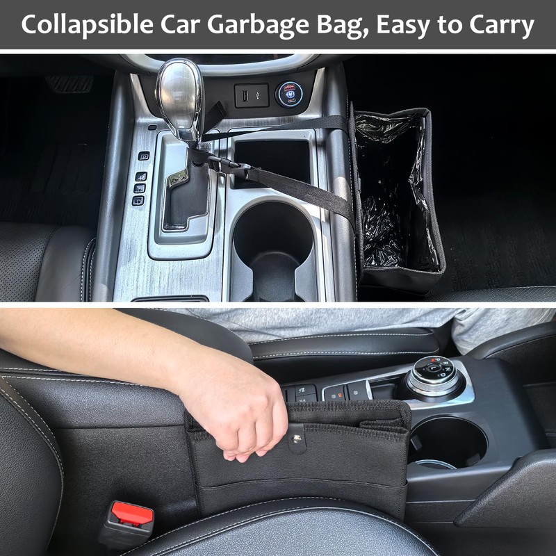 Accmor Car Trash Can with Pocket, Small Vehicle Dustbin Automotive
