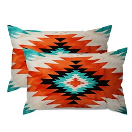 PrintingCo Ethnic African Lumbar Pillow Cover Set of 2 Tribal Style Throw Pillowcase 16x26in Decorative Pillow Home Cotton Linen Colorful Cushion Cover for Couch Sofa Farmhouse Decor