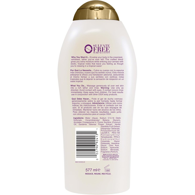 OGX, Body Wash Humectante de Aceite de Coco, 577 ml