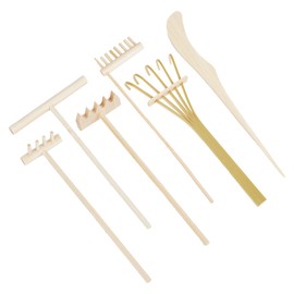 NICENEEDED 6 PCS Mini Zen Sand Garden Rake Tools, Miniature Tabletop DIY Tray Sand Garden Tools, Small Wooden Desktop Meditation Tools for Home Office Table