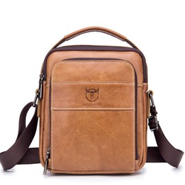 SDINAZ Shoulder Bags Men's Leisure Business First Layer Cowhide Movement Crossbody Bag, Brown V3, Shoulder bags